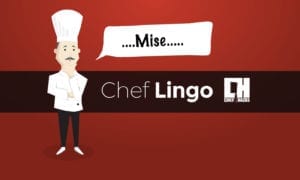 Chef cartoon with white hat and white coat