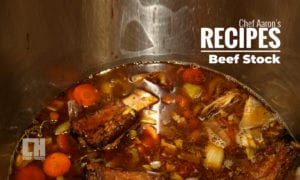 Beef stock in a pan heated with the Thermodyne slow cook and hold oven